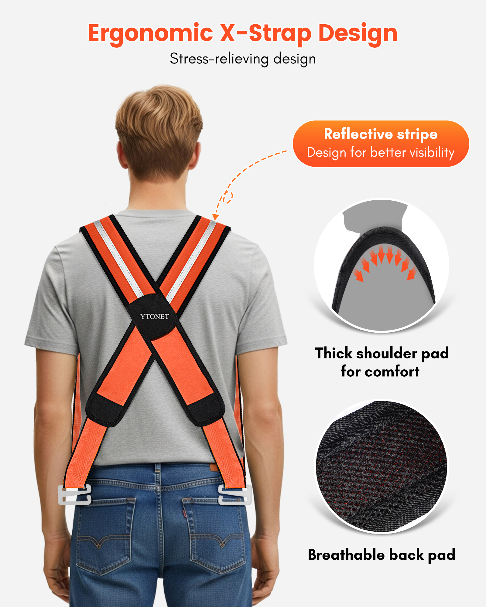 Ytonet Moving Straps, 2-Person Lifting and Moving System, X-Shaped Back Padded Movings Straps for Lifting Appliance, Furniture Strap Move Heavy Objects Up to 800lbs for Mattresses, Refrigerator, Sofa - Image 3