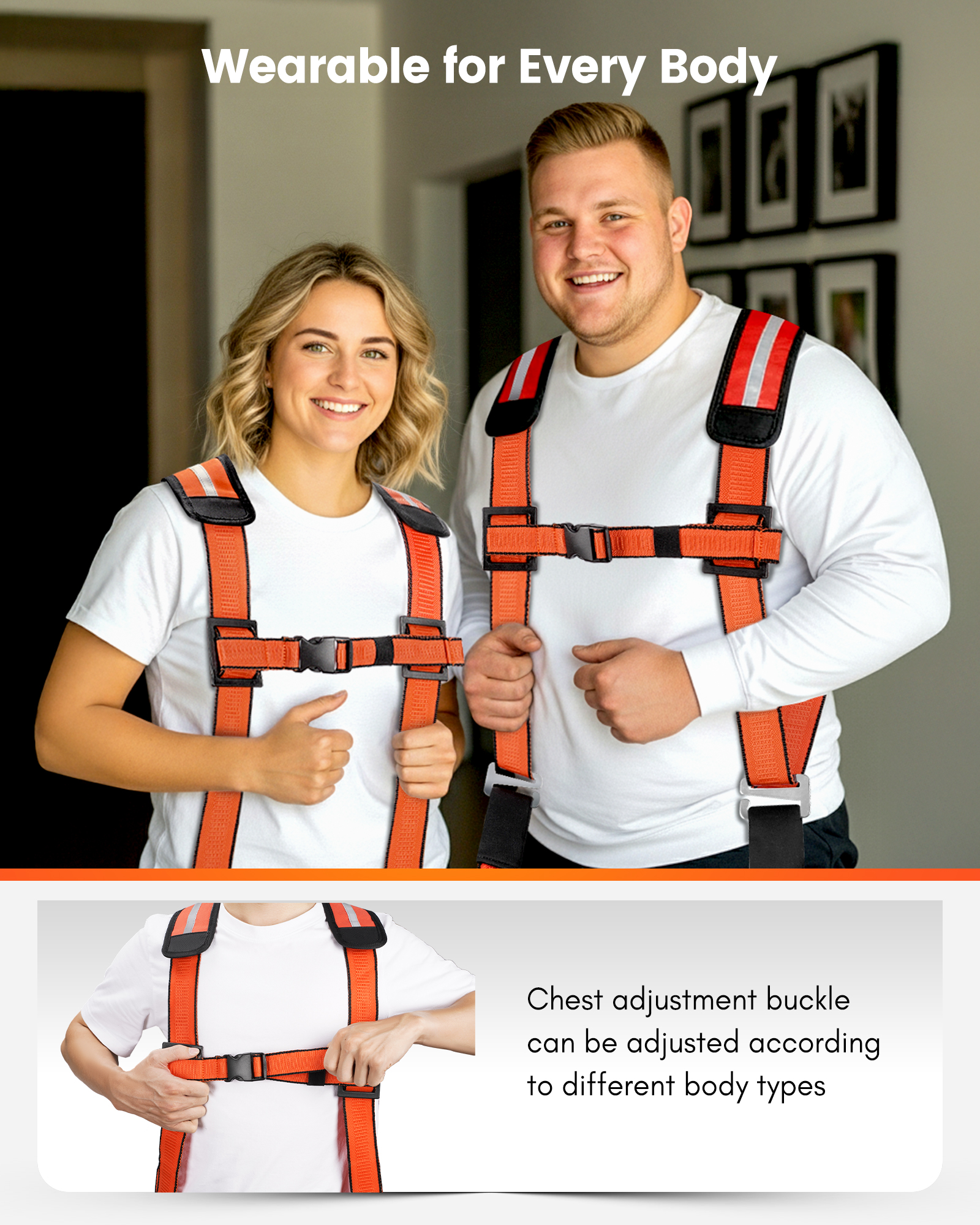 Ytonet Moving Straps, 2-Person Lifting and Moving System, X-Shaped Back Padded Movings Straps for Lifting Appliance, Furniture Strap Move Heavy Objects Up to 800lbs for Mattresses, Refrigerator, Sofa - Image 4