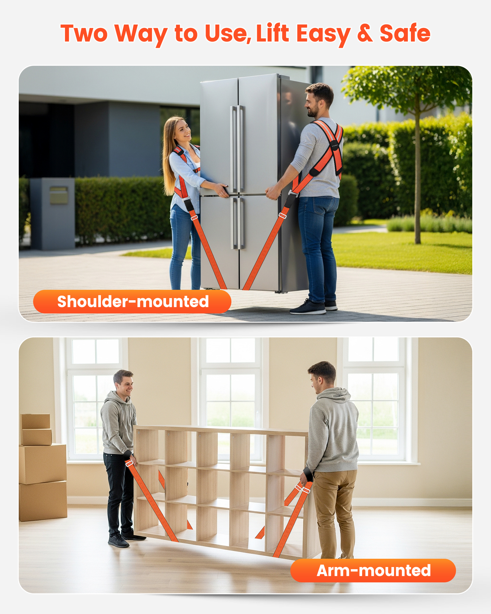 Ytonet Moving Straps, 2-Person Lifting and Moving System, X-Shaped Back Padded Movings Straps for Lifting Appliance, Furniture Strap Move Heavy Objects Up to 800lbs for Mattresses, Refrigerator, Sofa - Image 7
