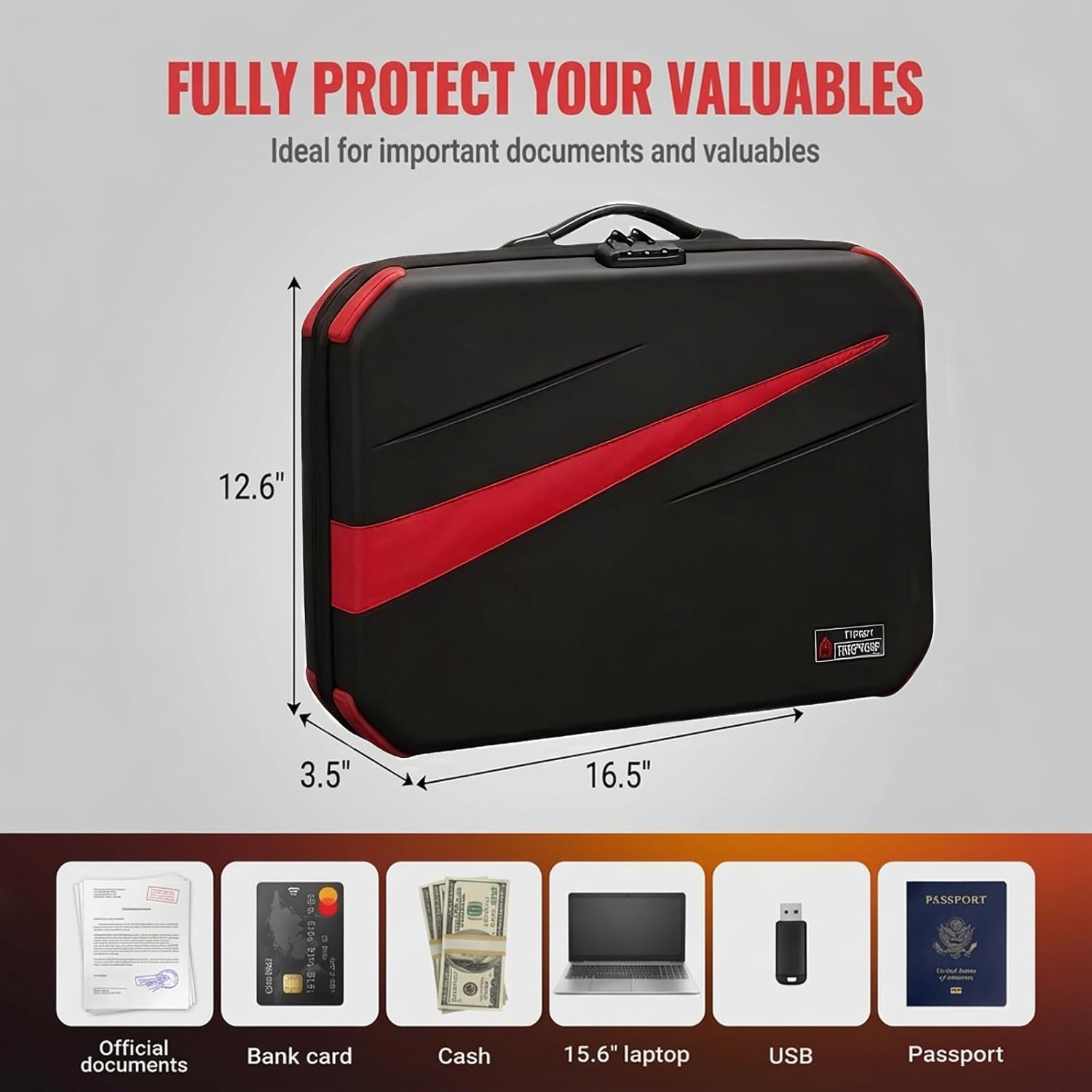 Ytonet Fireproof Document Box with Lock, Hard Case Fire Proof File Box for Documents with 13 Pocket Accordion File Folder - Image 6