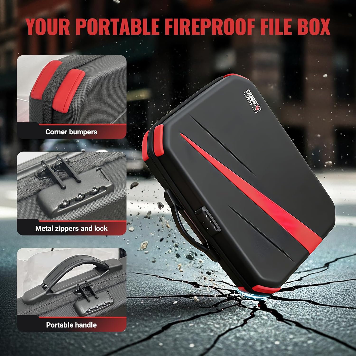 Ytonet Fireproof Document Box with Lock, Hard Case Fire Proof File Box for Documents with 13 Pocket Accordion File Folder - Image 7