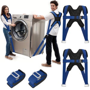 Ytonet Moving Straps, 2-Person Lifting and Moving System with Padded Back Supprot, Lifting Straps for Move Furniture, Appliances, Heavy Objects up to 800 lbs, 130 Inch Long, Wire Rope Slings, Blue