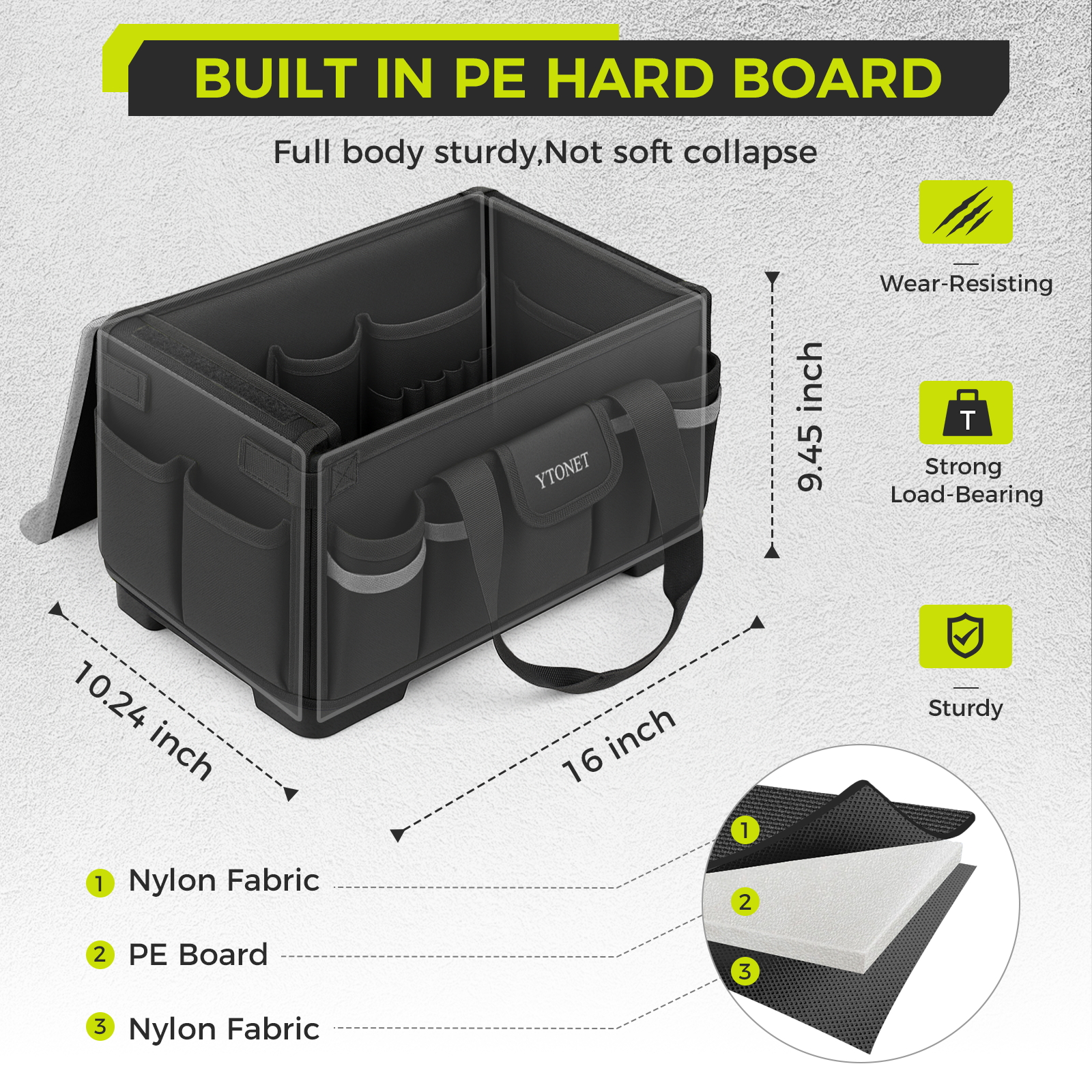 Heavy Duty Tool Bag 16-Inch, 46 Pockets Electrician Tool Bag for men with Hard Bottom & Waterproof Pocket, 1680D Tear-Proof Toolbox Organizer for HVAC Mechanic, Father Day Dad Gift Black - Image 6