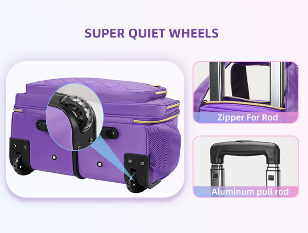 Ytonet Rolling Briefcase for Women, Extra Large Rolling Laptop Bag Fits 18 Inch Laptop, Computer Bag with wheels for Work Travel College Business Overnight Wife Mom Teacher, Purple - Image 2