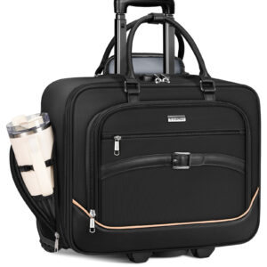 Ytonet Rolling Laptop Bag 18×14×8, Rolling Briefcase for Women with Accordion File Pockets, Anti Theft Underseat Carry On Luggage with wheels Fit 17.3 In Laptop for Travel Work Teacher Business, Black