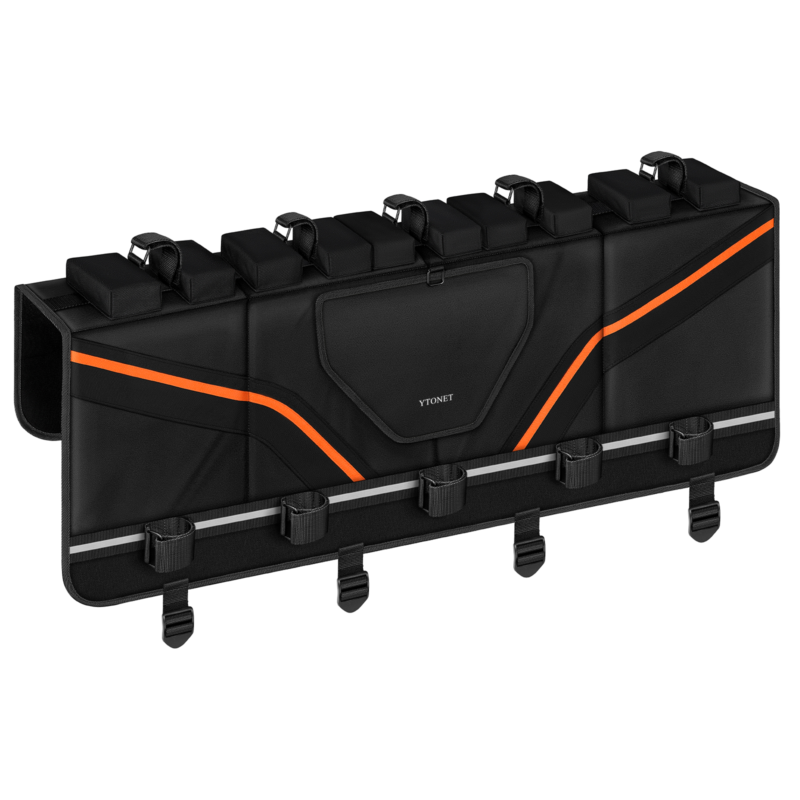 Ytonet Tailgate Bike Pad Holds 5 Bikes, Heavy Duty Tailgate Pad for Mountain Bikes with Tool Pockets & Reflective Strips, Scratch-Resistant Truck Bike Tailgate Pad Match Mid-Size & Compact Pickups