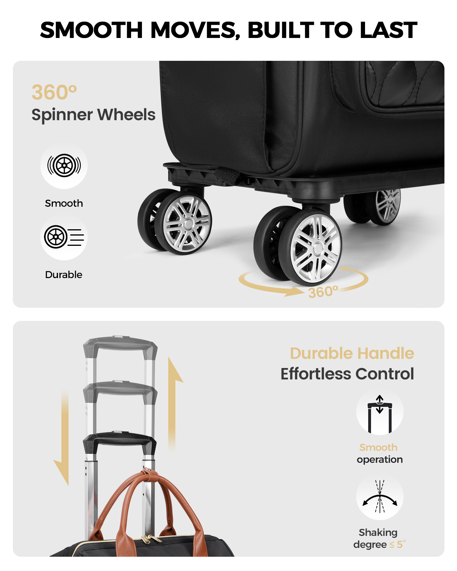 Ytonet Rolling Backpack for Women, 15.6 In Rolling Laptop Backpack with 4 Spinner Wheels, 2 In 1 Roller Travel Backpacks with Detachable Trolley, Carry On Rolling Laptop Bag for College Business Work - Image 4