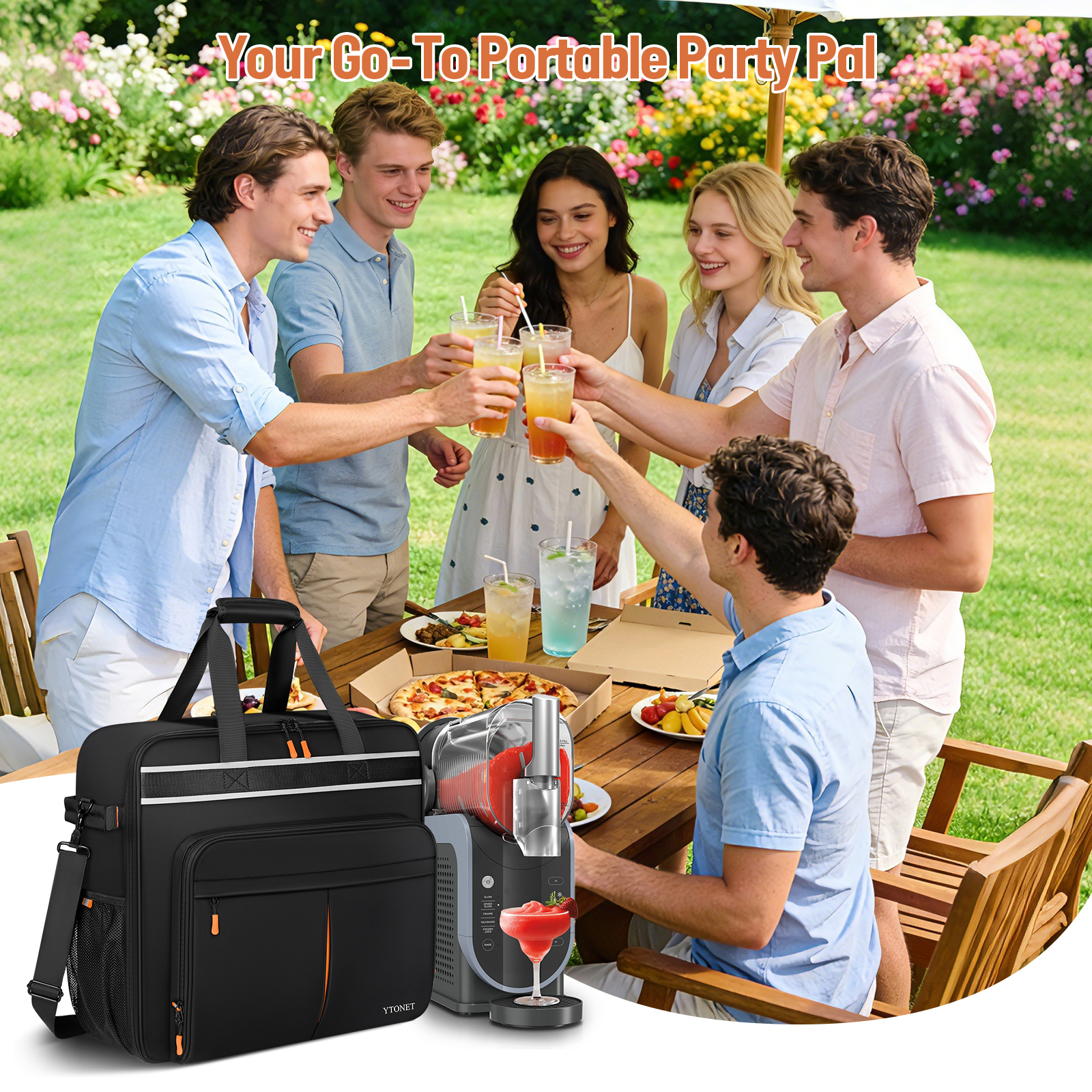 Ytonet Carrying Bag Compatible with Ninja Slushie FS301 FS300 FS299, Heavy-Duty Padded Ninja Slushie Bag for Machine Protection, Front-Opening Portable Storage Case for Accessories, Camp, Beach, Party - Image 2