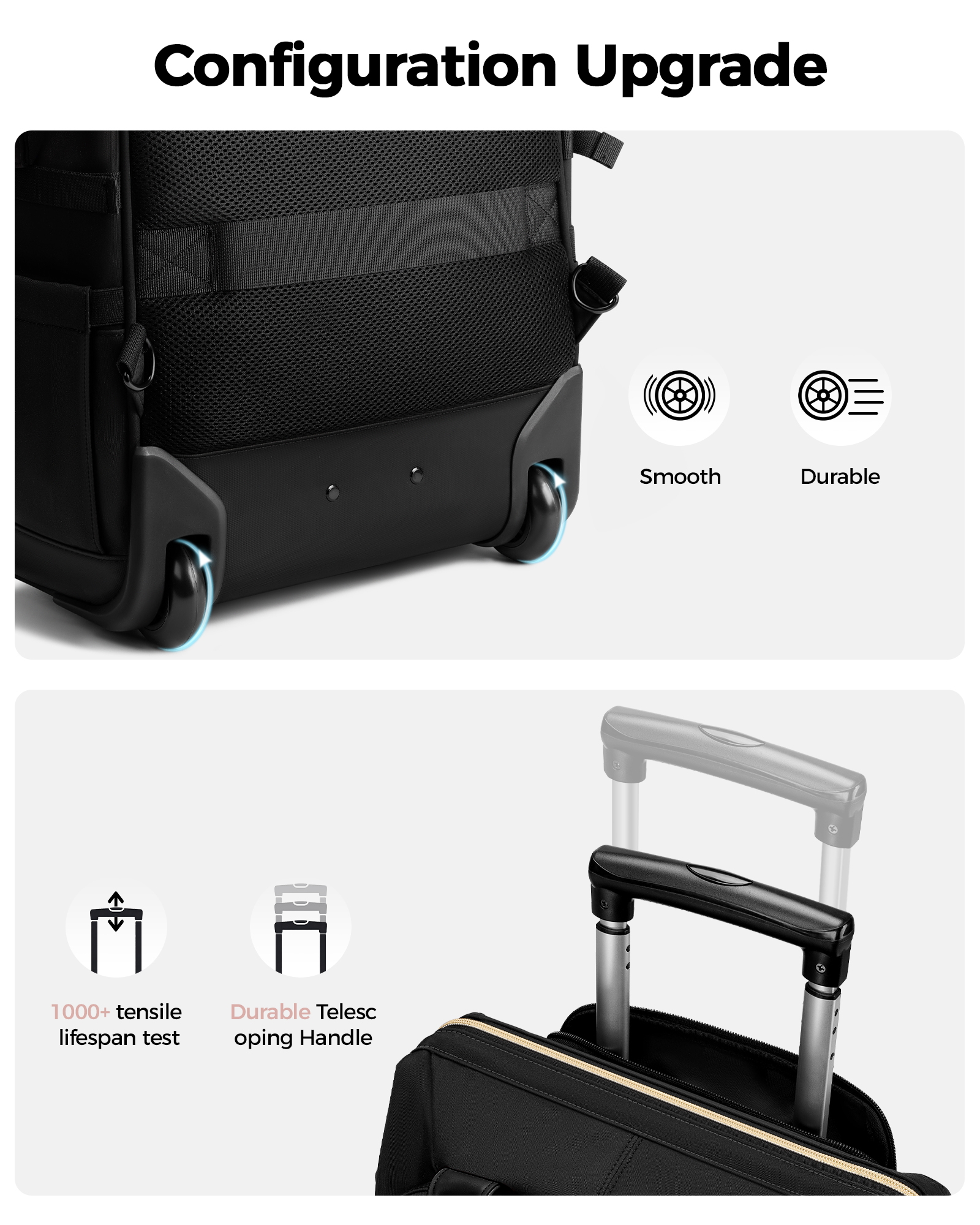 Ytonet Rolling Backpack for Women, 15.6 Inch Travel Backpack with Wheels, Stylish Rolling Laptop Bag with Passport Holder, Dual-Opening Design, Underseat Carry on Luggage for Work Teacher,Black - Image 7