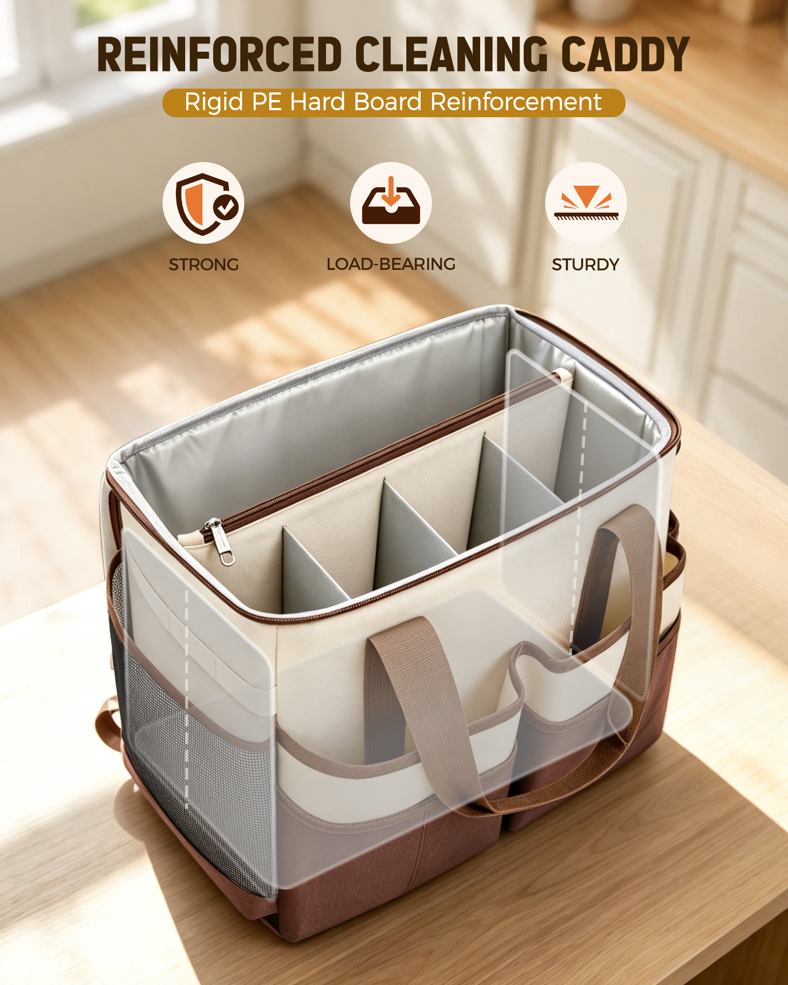 Ytonet Large Cleaning Caddy with 4 Spinner Wheels, Wearable Rolling Cleaning Caddy Bag with Cleaning Apron, Detachable Trolley Portable Cleaning Supplies Organizer Cart for Housekeepers, Car, Tool - Image 7