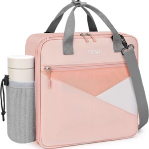 Ytonet Zipper Binder Bag, 2 Inch 3 Ring Binder with Zipper Fit 14 Inch Laptop, 500 Sheets Capacity Zippered Binders with Shoulder Strap & Removable O-Ring Pad for Middle School Student Girls, Pink