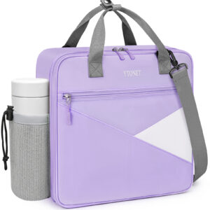 Ytonet Zipper Binder Bag, 2 Inch 3 Ring Binder with Zipper Fit 14 Inch Laptop, 500 Sheets Capacity Zippered Binders with Shoulder Strap & Removable O-Ring Pad for College, Office, Work, Purple