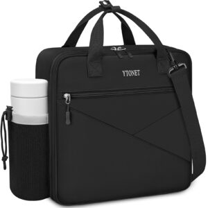 Ytonet Zipper Binder Bag, 2 Inch 3 Ring Binder with Zipper Fit 14 Inch Laptop, 500 Sheets Capacity Zippered Binders with Shoulder Strap & Removable O-Ring Pad for College, Office, Work, Black