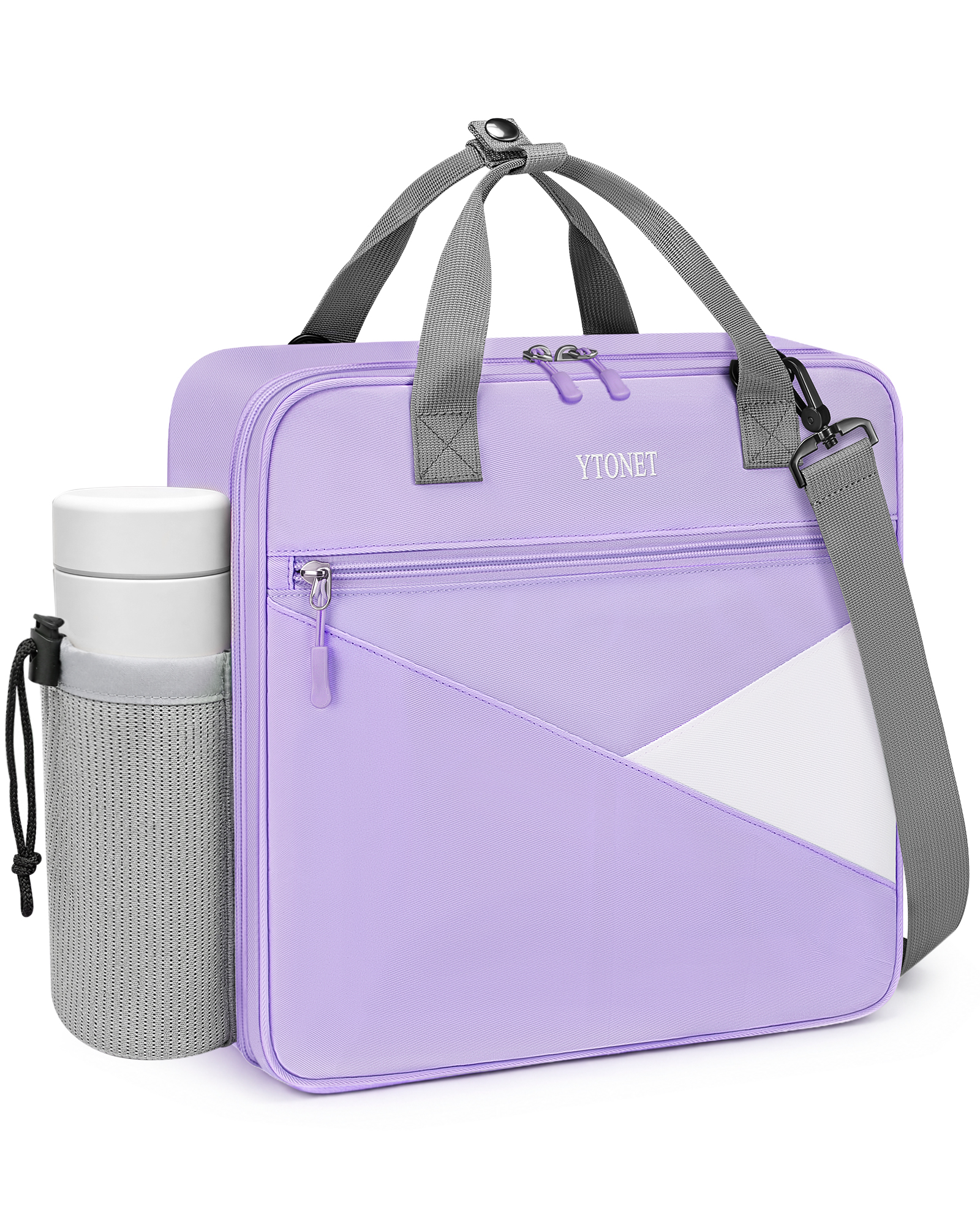 Ytonet Zipper Binder Bag, 2 Inch 3 Ring Binder with Zipper Fit 14 Inch Laptop, 500 Sheets Capacity Zippered Binders with Shoulder Strap & Removable O-Ring Pad for College, Office, Work, Purple