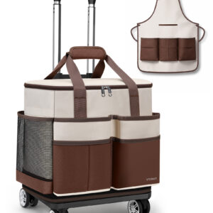 Ytonet Large Cleaning Caddy with 4 Spinner Wheels, Wearable Rolling Cleaning Caddy Bag with Cleaning Apron, Detachable Trolley Portable Cleaning Supplies Organizer Cart for Housekeepers, Car, Tool