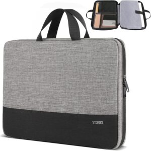 Ytonet Laptop Case 16 Inch, Water Resistant Laptop Bag Sleeve for Men Women Slim Coputer Cover TSA Computer Case Carrying Bag with Handle, Compatible with MacBook Pro Lenovo HP Dell Notebooks, Grey
