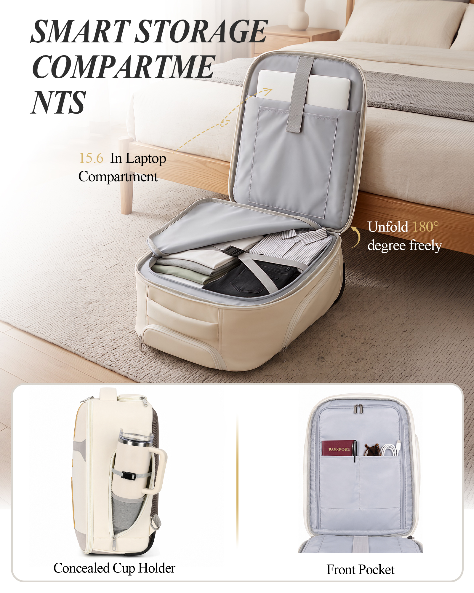 Ytonet Rolling Backpack for Women, 15.6 Inch Laptop Backpack with Wheels, Elegant 2 In 1 Rolling Laptop Bag, Travel Wheeled Backpack for Work, College, Underseat Carry on Roller Backpack for Business - Image 3