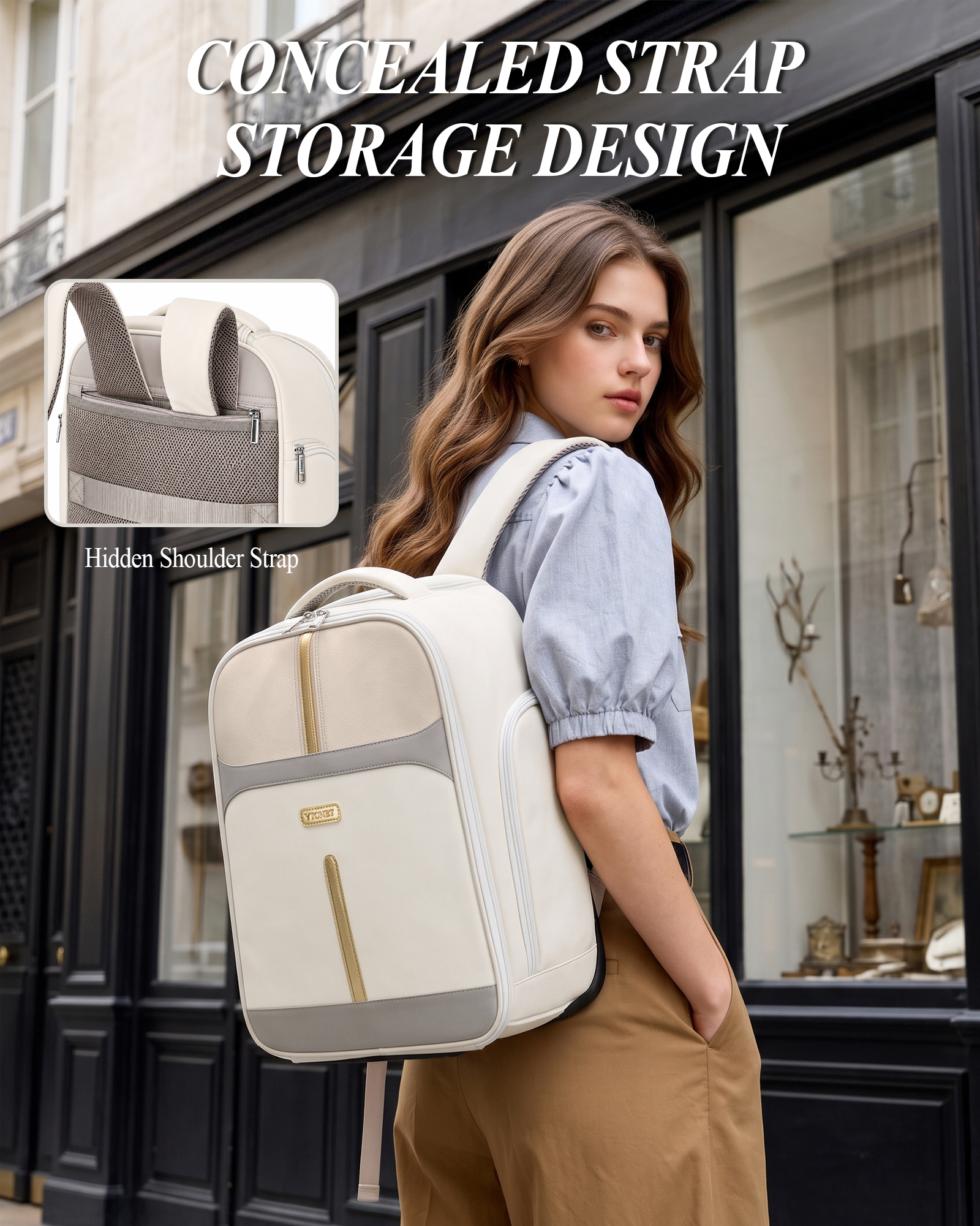 Ytonet Rolling Backpack for Women, 15.6 Inch Laptop Backpack with Wheels, Elegant 2 In 1 Rolling Laptop Bag, Travel Wheeled Backpack for Work, College, Underseat Carry on Roller Backpack for Business - Image 4