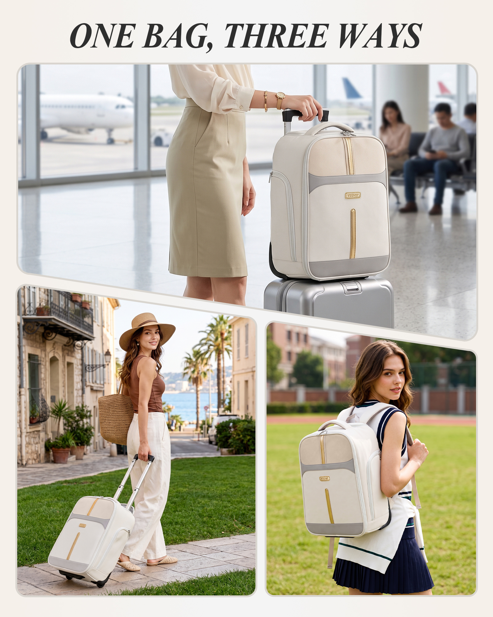 Ytonet Rolling Backpack for Women, 15.6 Inch Laptop Backpack with Wheels, Elegant 2 In 1 Rolling Laptop Bag, Travel Wheeled Backpack for Work, College, Underseat Carry on Roller Backpack for Business - Image 7