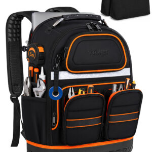 Ytonet Tool Backpack, Heavy Duty Tool Bags for Men, Electrician, HVAC,Black