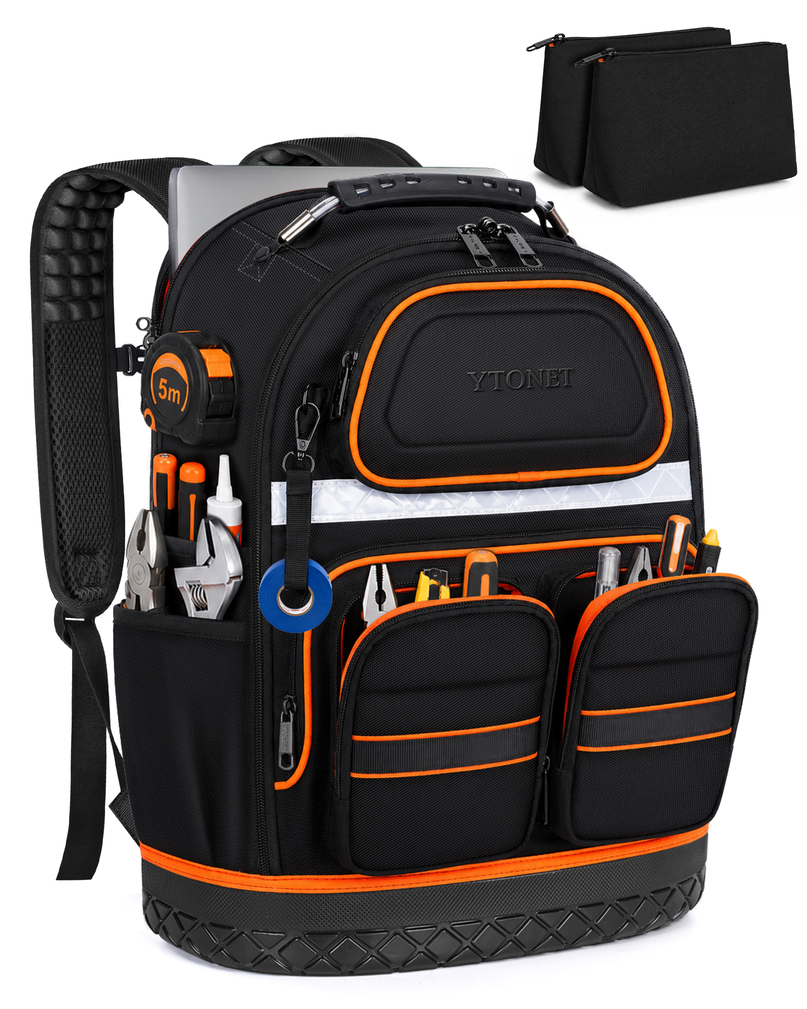 Ytonet Tool Backpack, Heavy Duty Tool Bags for Men, Electrician, HVAC,Black